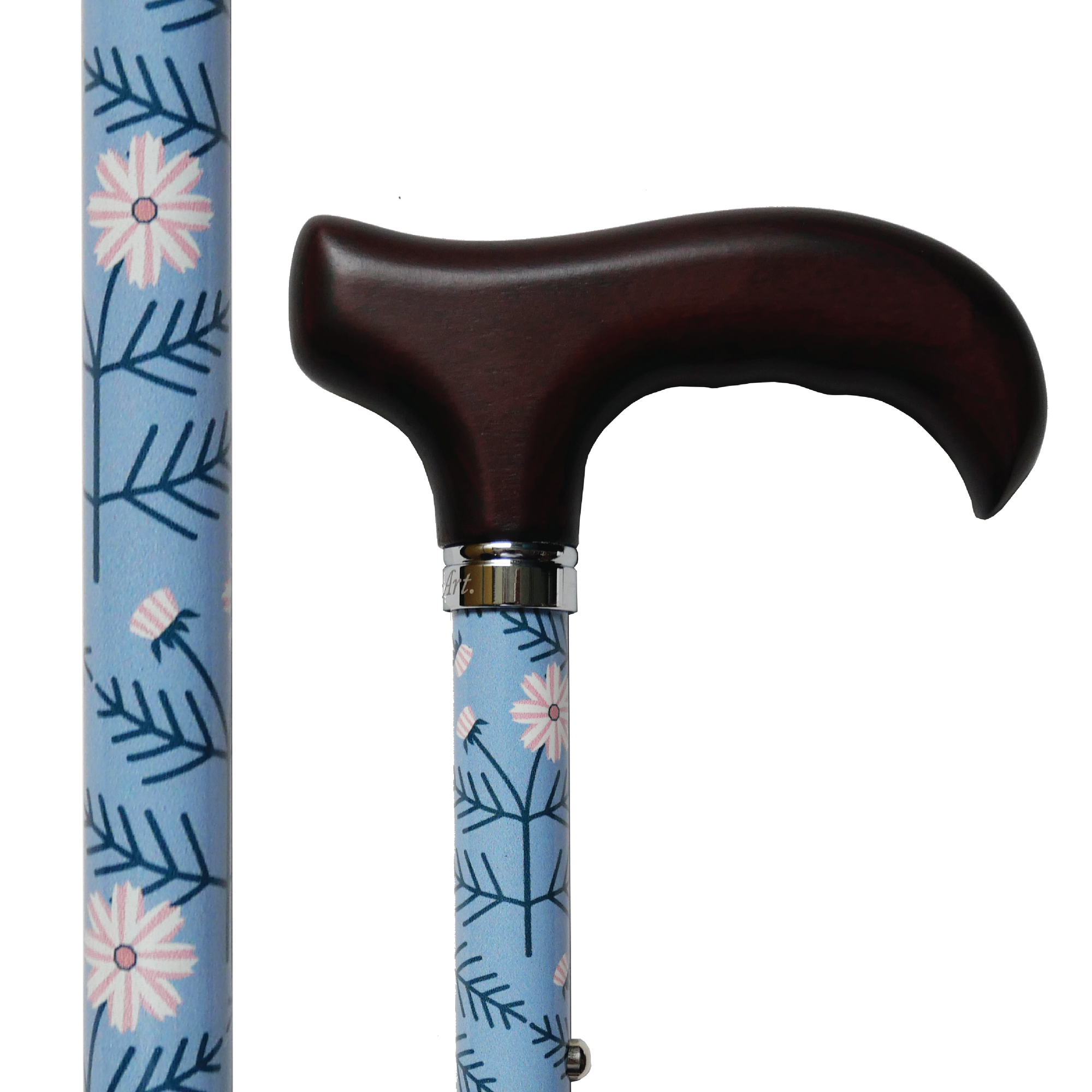 Cotton Blue Adjustable & Foldable Walking Stick