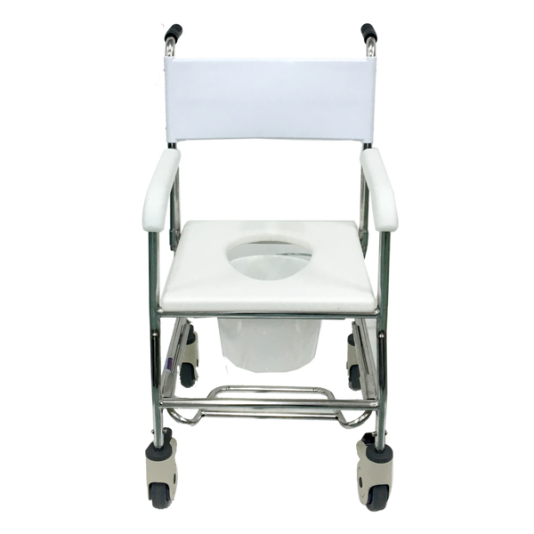 Stainless Steel Deluxe Commode with Retractable Footrest