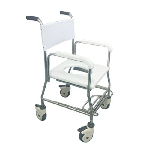 Stainless Steel Deluxe Commode with Retractable Footrest