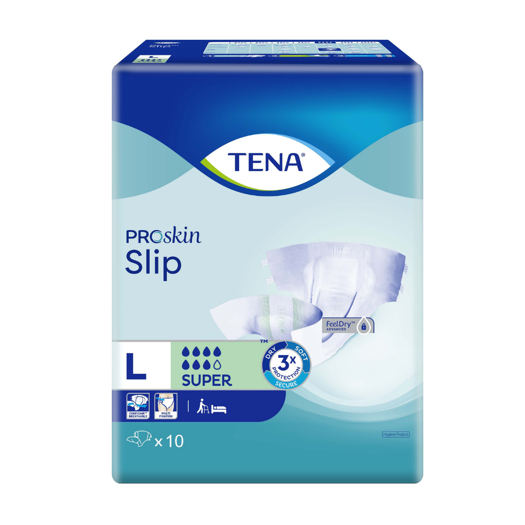 Tena Proskin Slip Super Adult Diaper - Size M (10's) / Size L
